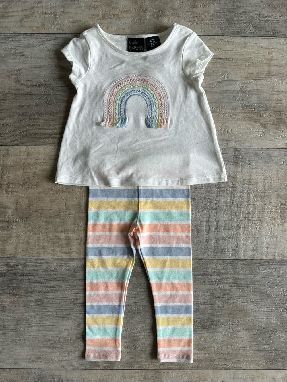 Cynthia Rowley Baby Girl Rainbow Top & Striped Leggings Set 12M